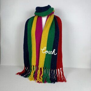 Coach Multi-Stripe Oversized Knit Scarf - Luxurious Merino Wool & Alpaca Blend